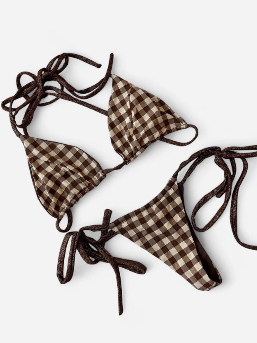 FAE Chocolate Brown Gingham Bikini Set